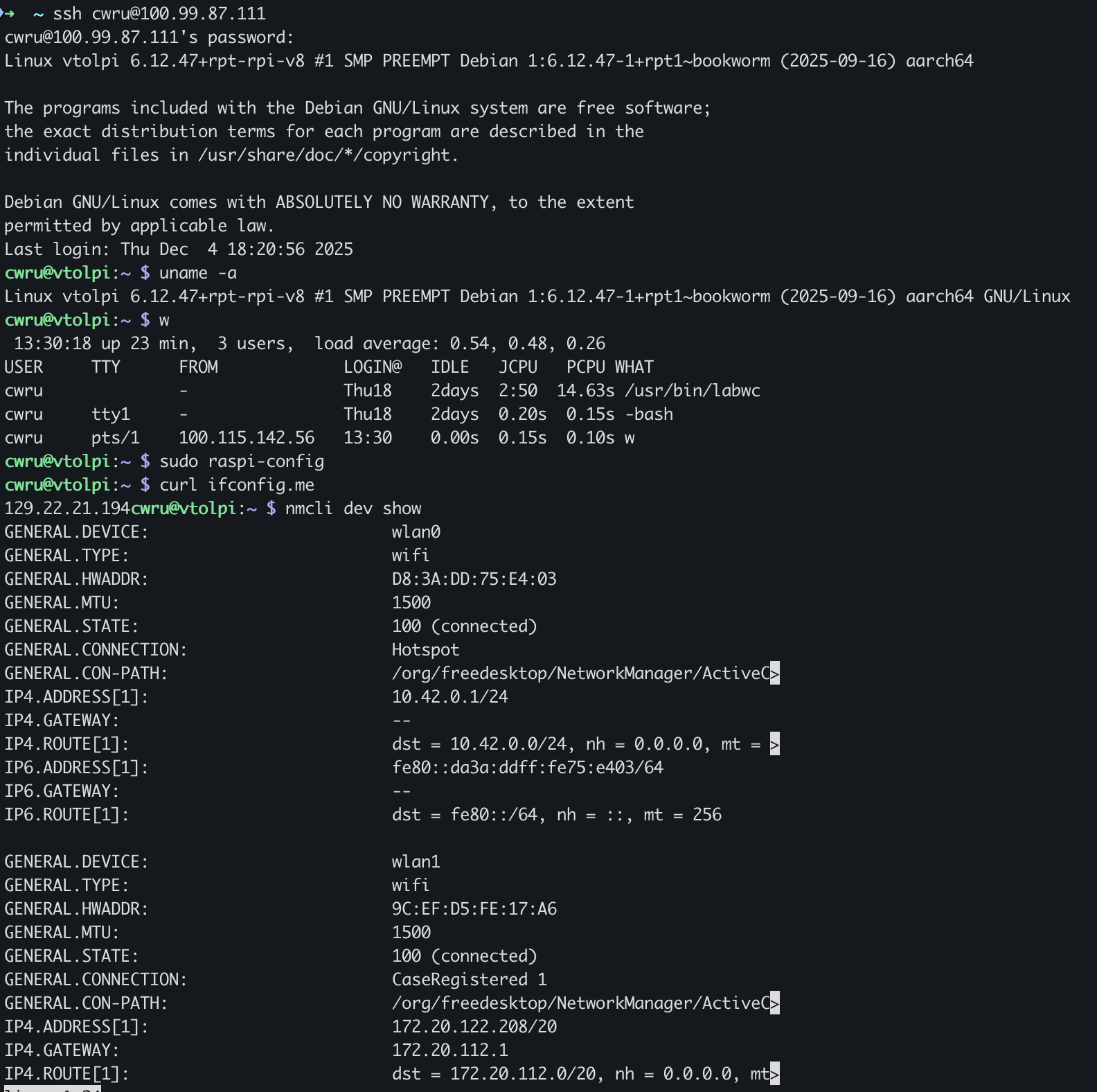 VTOL RaspberryPi Terminal
